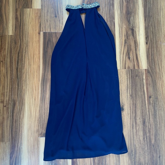 Navy Dress with Keyhole and Beaded Neckline Size Small - Picture 2 of 2